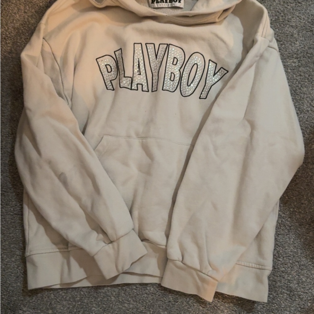 PLAYBOY Off-White Hoodie with Logo